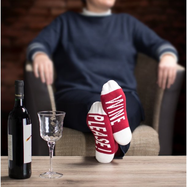 Dame bomuldsstrmper - "Wine please!", str. 36-40