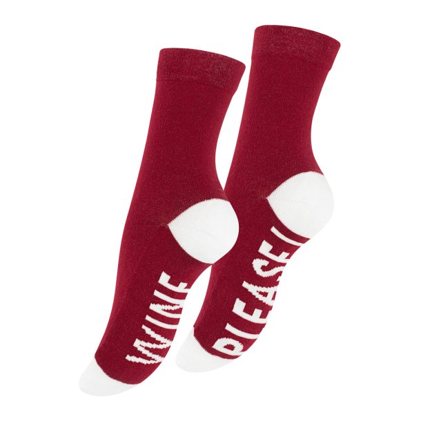 Dame bomuldsstrmper - "Wine please!", str. 36-40