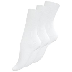 3-pak hvide damestrmper, 100% bomuld