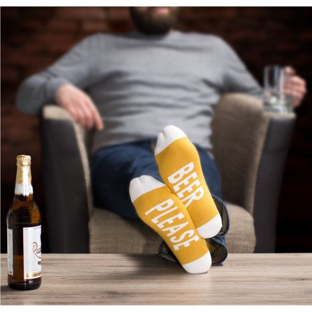 Herre bomuldsstrmper - "Beer please", str. 41-45